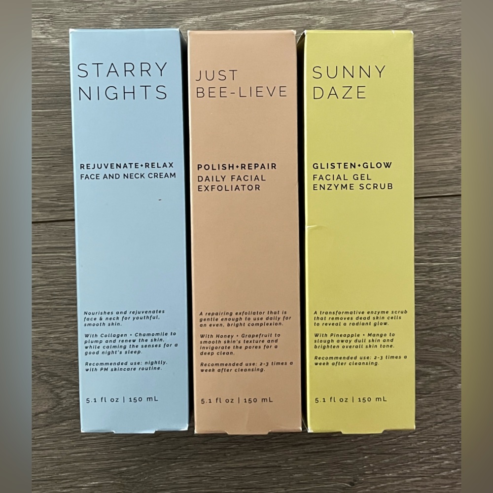 NWT Sun and Moon Face Bundle. Starry Nights Face Cream, Face Polish & Gel Scrib